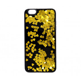 Futrola silikonska Liquid Black Big Heart za Iphone 6/6S 4.7 zuta