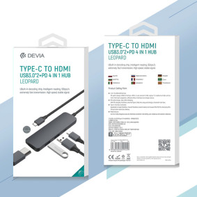 Devia Leopard Type-C To HDMI USB3.0*2+PD  4 u 1 HUB